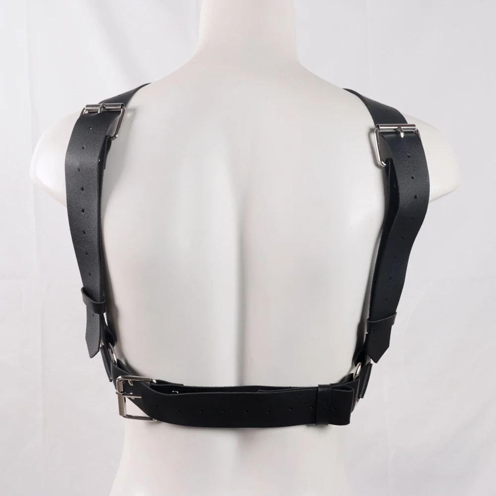 Для мужчин кожаный регулируемый нагрудный портупея с подтяжками черные подвязки