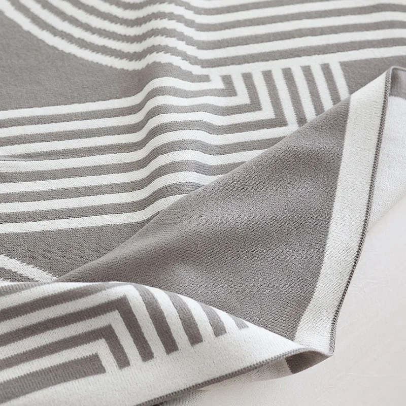 Мягкое вязаное одеяло цвета хаки серое покрывало современное геометрическое