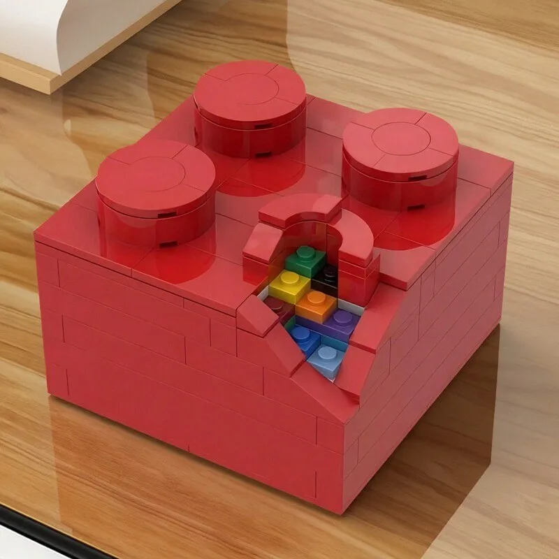 Фото Креативная забавная серия 2x2, красные кирпичи, строительный блок MOC, модель поврежденного кирпича, детская головоломка, сборные игрушки, подарок на день рождения, орнамент №2