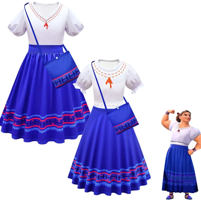 

Kids New Girls Clothes Encanto Mirabel Cosplay Costumes Fancy Princess Dresses Children Birthday Carnival Party Clothing and Bag