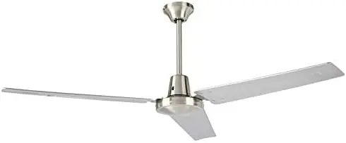 

Industrial Style Ceiling Fan, Includes , Three Steel Blades, Brushed Nickel Finish