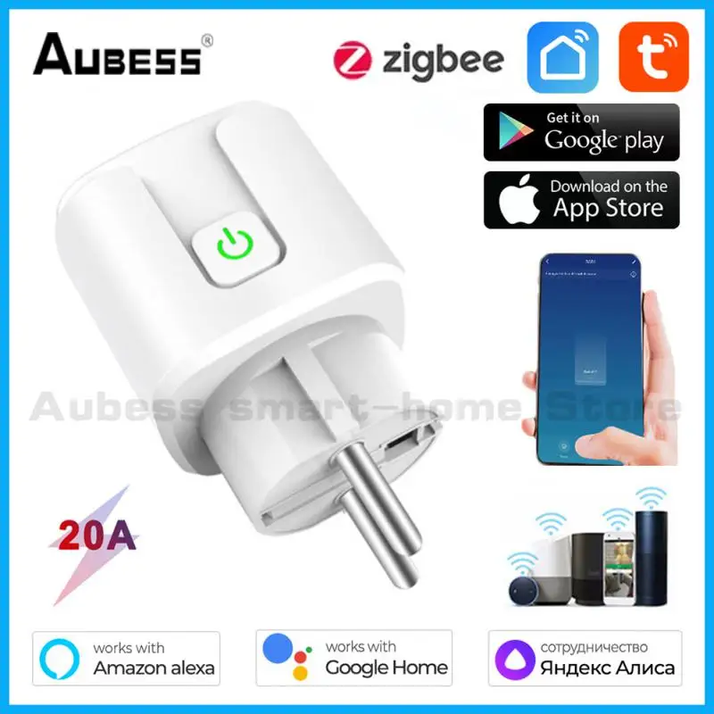 

Aubess 20A ZIGBEE Smart Socket EU Plug Wireless Tuya APP Remote Control Alexa Yandex Alice Google Voice Control Power Outlet