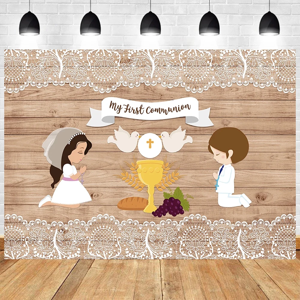 Тематическая фотография Mi Primera Comunion мальчик и девочка крещение золотой крест