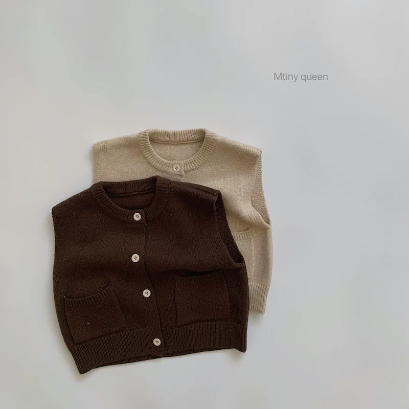 

Spring Fashion Solid Color Children's Clothing Boys Casual Sweater Toddler Girls Knitting Cardigan Vest Coat 2022 New 1-6Y