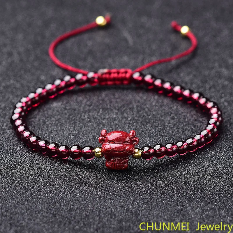 

Natural Cinnabar Hand Weave DIY Lucky Pixiu Red Rope Garnet Bracelets Buddha Cinnabar Charm Bracelet Bangle Jewel Dropship