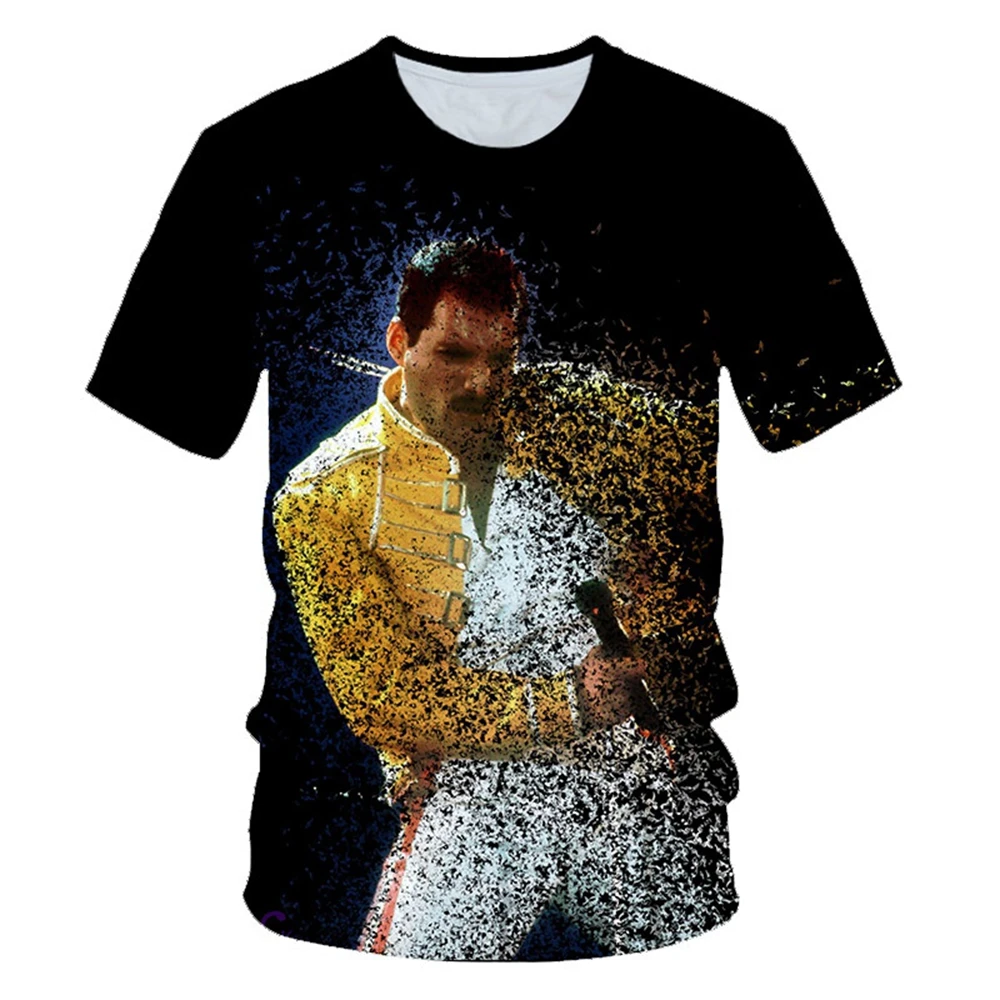 

Camisa de impressão 3d da rainha da banda de rock streetwear cantor freddie mercury t dos homens das mulheres da forma o pescoço