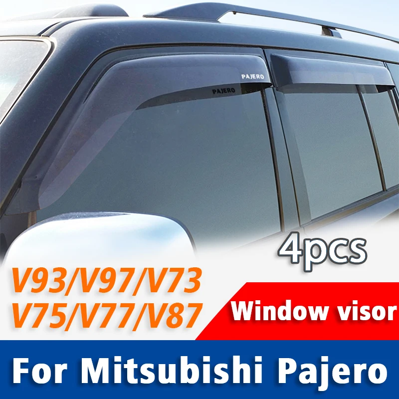 Window Visor Guard for Mitsubishi Pajero V73 V77 V93 V97 V87 V75 Cover Trim Awnings Shelters Protection Sun Rain Deflector