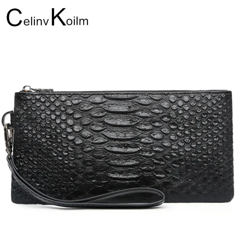 

Celinv Koilm Genuine Leather Unisex Wallets Female Purses Male Card Holders Carteira Men Purse Fashion Crocodile Grain Wallet