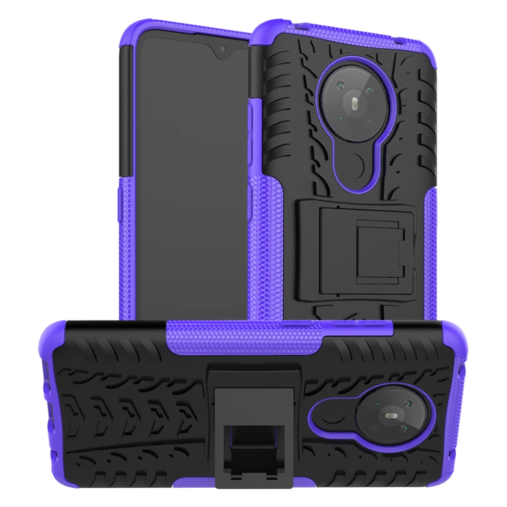 For Nokia 5.3 5.4 3.4 2.4 2.3 2.2 4.2 6.2 7.2 6.1 7.1 Plus Heavy Duty Armor Stand Shockproof Case TPU Bumper Hard PC Back Cover