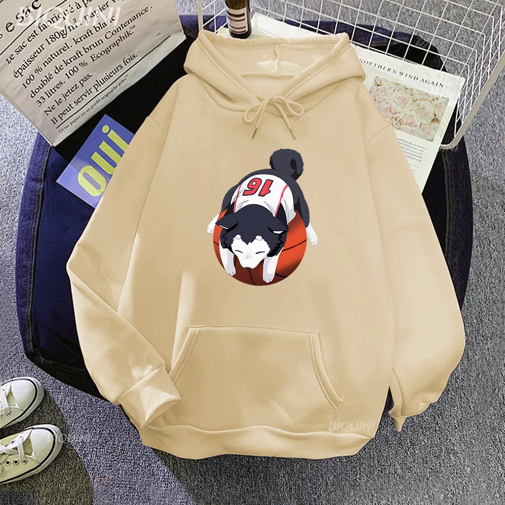 

Kuroko's Basketball Women Sweatshirts Spring and Autumn Cartoon Hoodies Retro Padded Casual Loose Blouse Sense Thickened Trendy