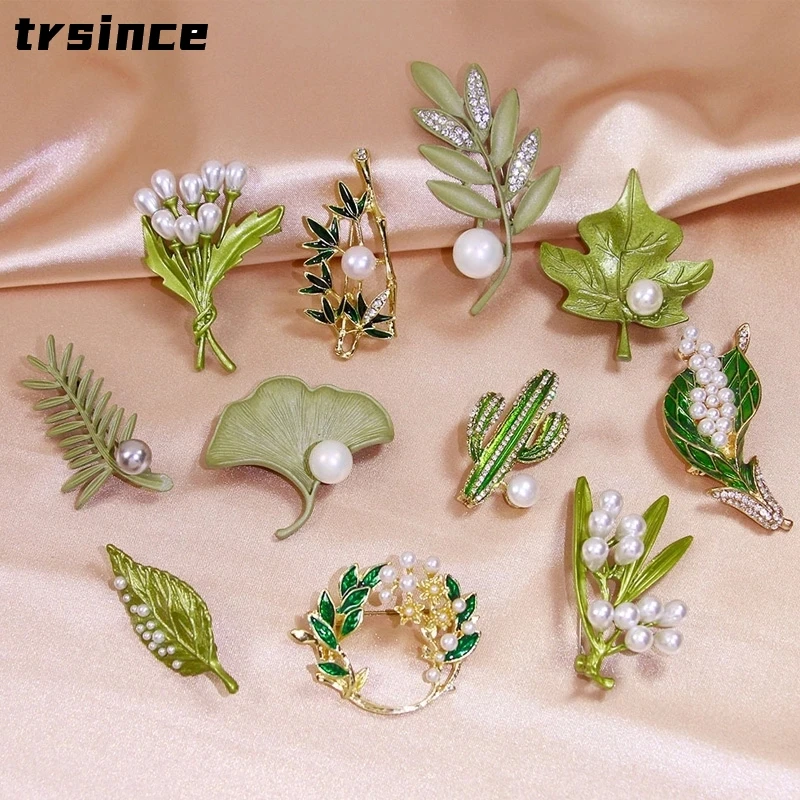 

trsince Luxury Refinement Enamel Flower Brooch Pin for Women Fashion Cactus Botanical Brooches Wedding Party Accessories