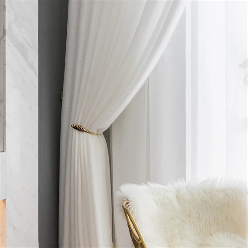 

2022 Modern Thick White Tulle Curtains for Living Room Bedroom Study Room Solid Sheers Curtain Drapes for Windows