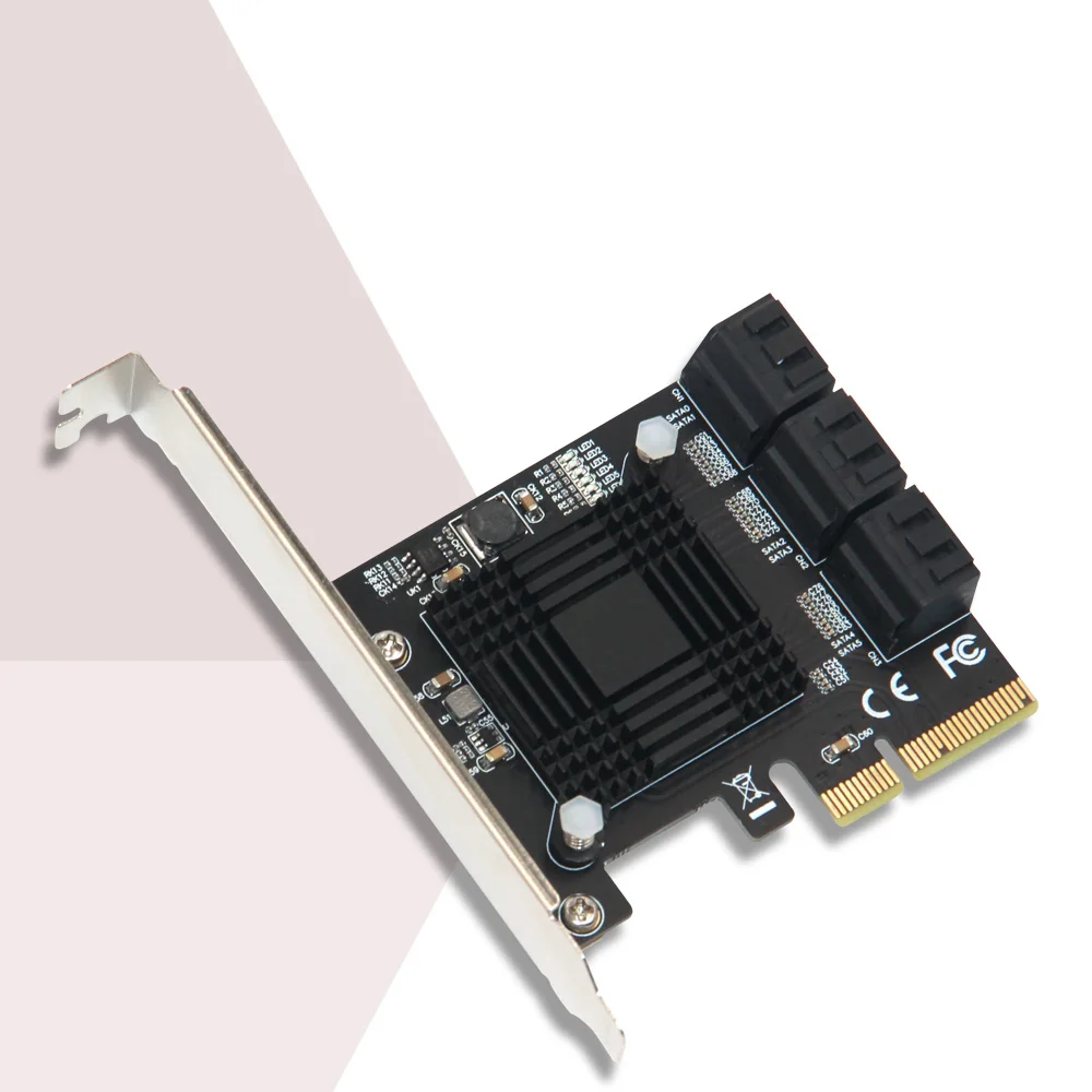 Фото 6 портов SATA 3 PCI Экспресс Плата расширения PCI-E/PCIE SATA контроллер SATA множитель SATA3 6 Гбит/с ASMedia ASM1166 чип для HDD SSD №2