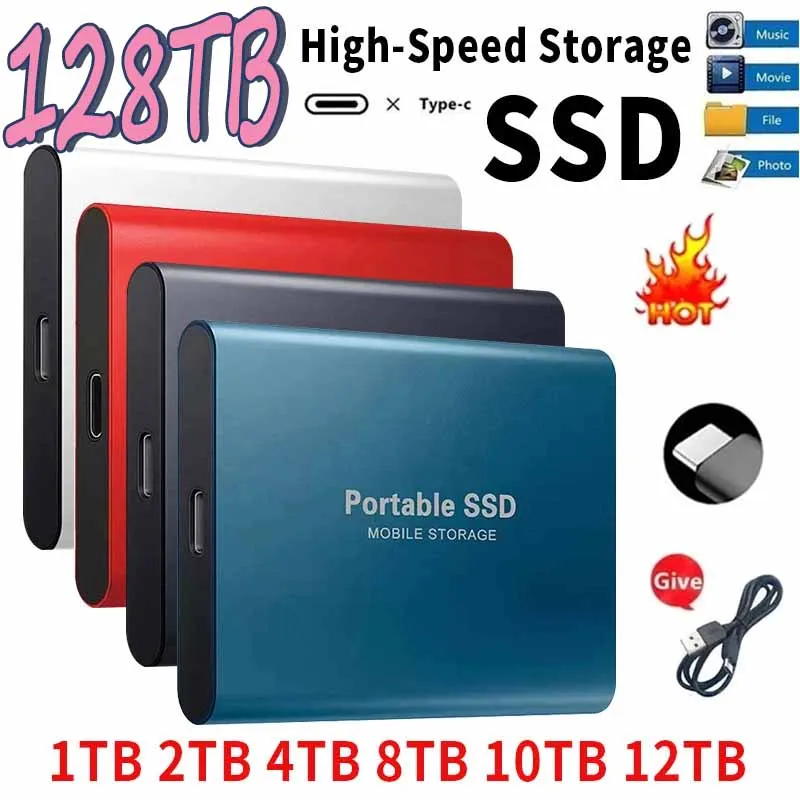 

Portable 1TB 2TB SSD 16TB 128TB External Hard Drive Type-C USB 3.1 High Speed 8TB 64TB External Storage Hard Disks For Laptops