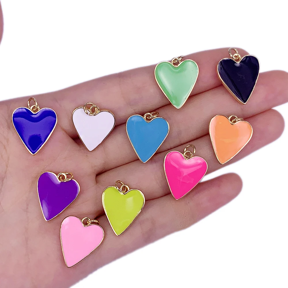 

Fashion Romantic Love Heart Necklace Pendant Neon Enamel DIY Fine Jewelry Accessories Couple Valentine's Day Giftt