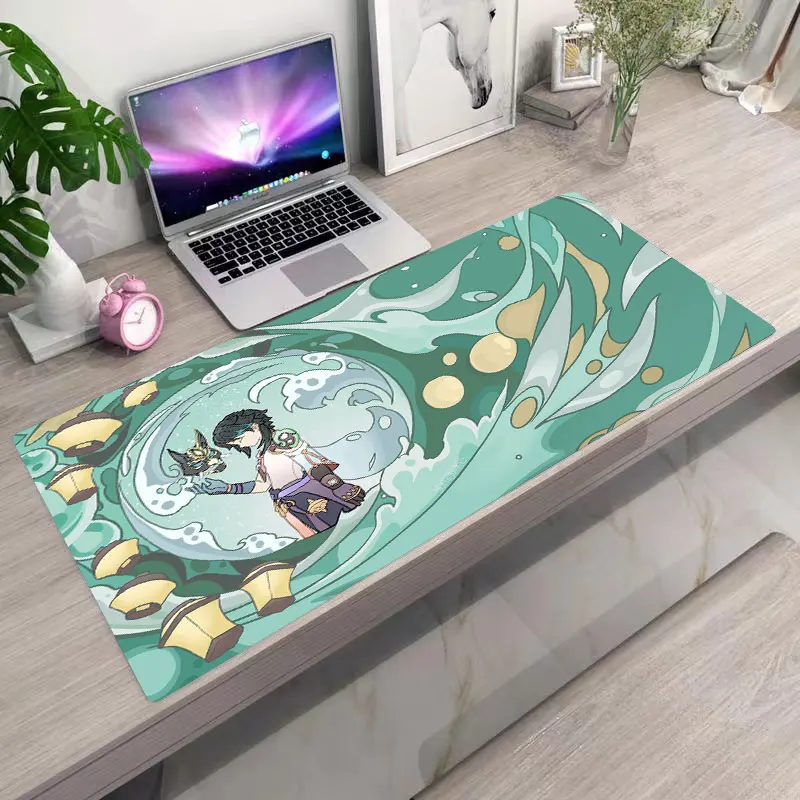 

Genshin Impact Desk Mat Gamer Mousepads Mouse Pad Office Desk Pads Anime Cute Large Mousepad Mouse Mats for Computer 90x40