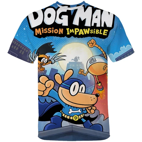 Детская футболка с собакой, мужская футболка с героями мультфильмов для мальчиков, летняя повседневная футболка с 3D принтом и короткими рукавами, одежда для маленьких девочек, забавные детские футболки Dogman