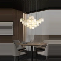 white noble luxury marble cube led home decoration chandelier lighting 2022 new trend lustre para sala estar for dinning table