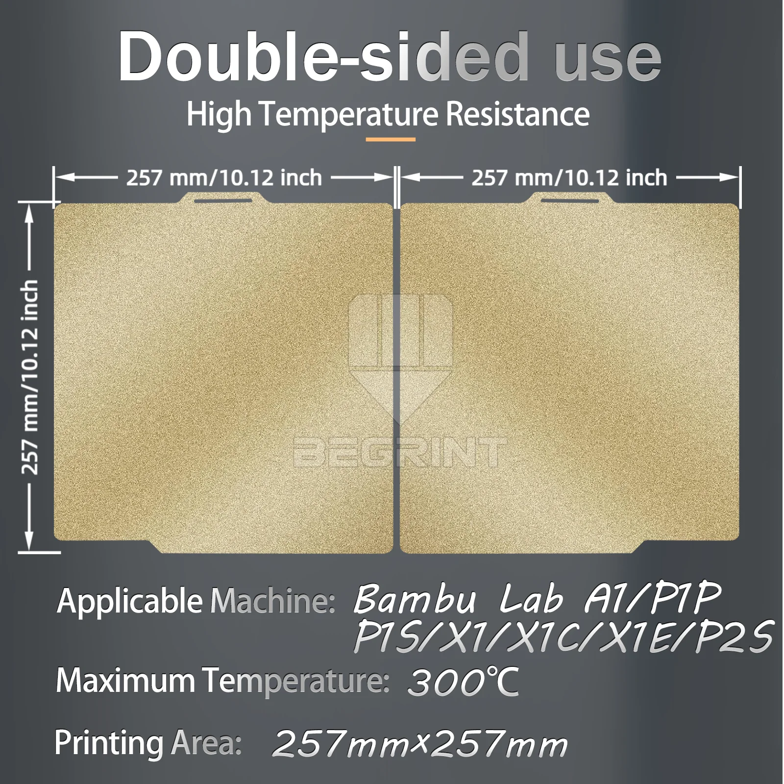 Фото Для Bambu Lab P2S Стальная подложка для печати 257x257 мм, двусторонняя текстурированная PEI, для Bambu Lab P1P P1S X1 X1C A1 P2S №5
