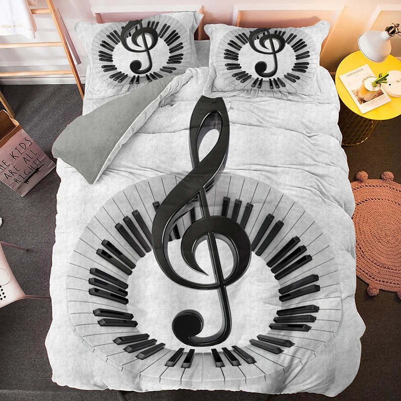 

Piano Keyboard Bedding set 2/3pcs Musical Instrument Quilt Cover With Pillowcase Soft Microfiber Covers Drop Shipping Coverlid
