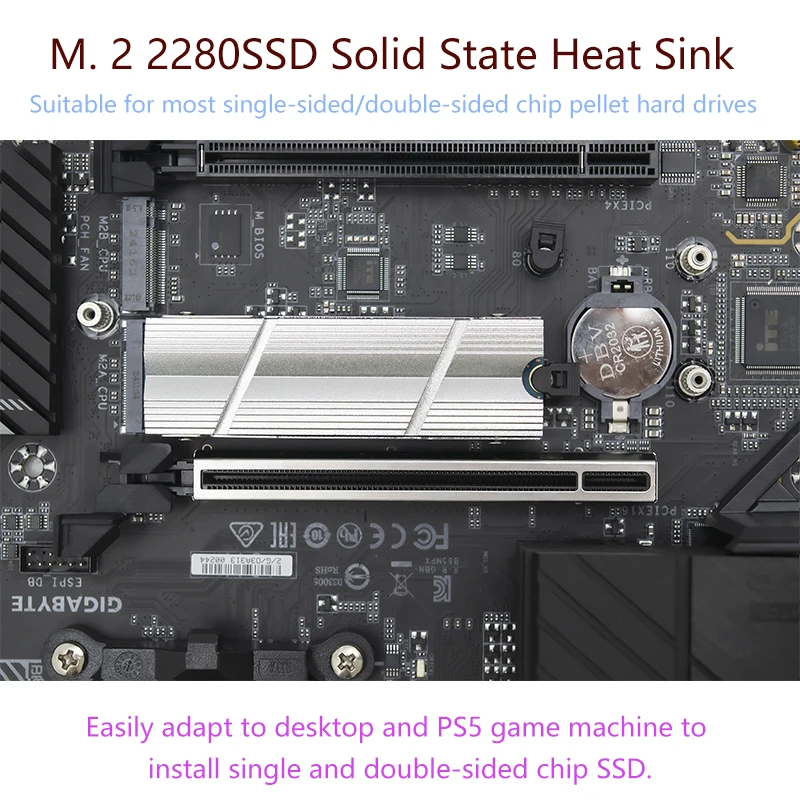 Для ПК PS5 PCIE 2280 SSD TEUCER M.2-9 NVMe Радиатор M2 Жесткий диск Алюминиевый радиатор с