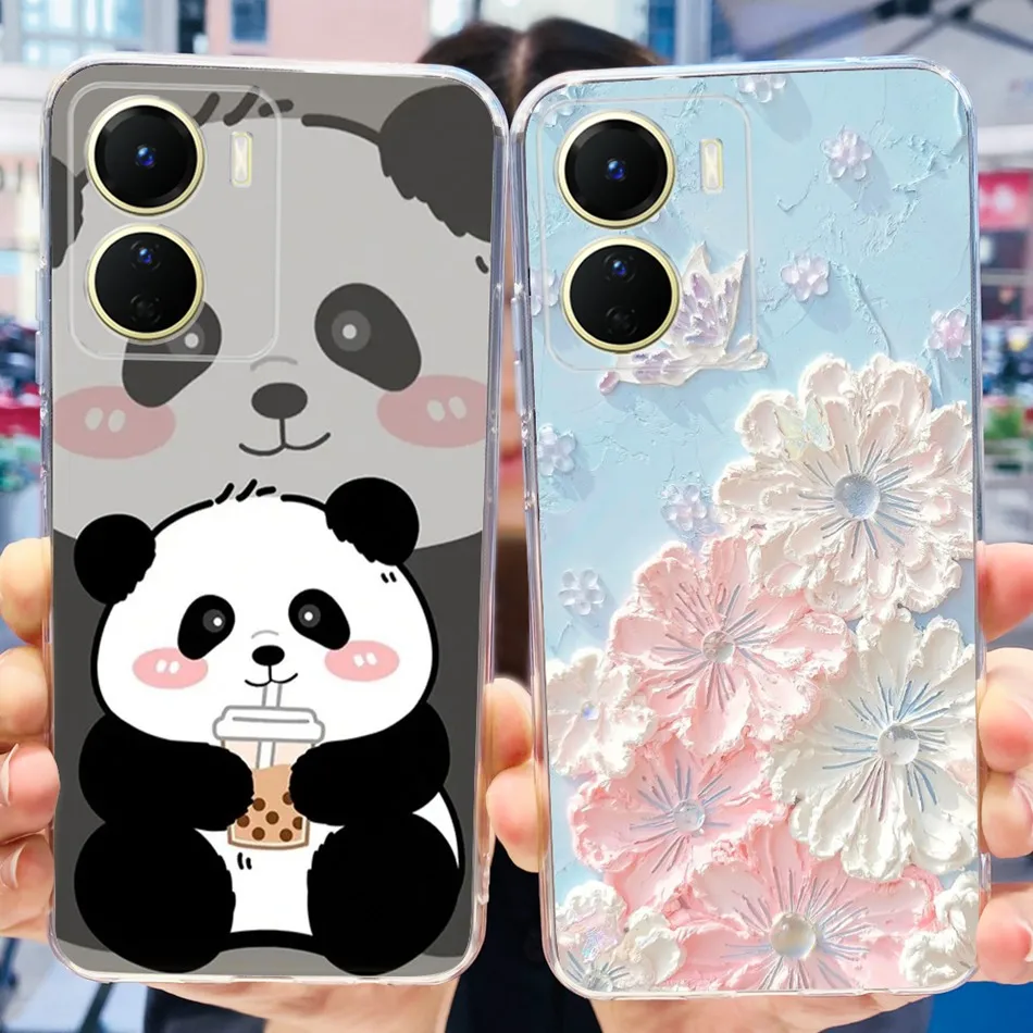 Милый мягкий силиконовый чехол из ТПУ с рисунком для Vivo Y16 и 16 4G V2204 V2214