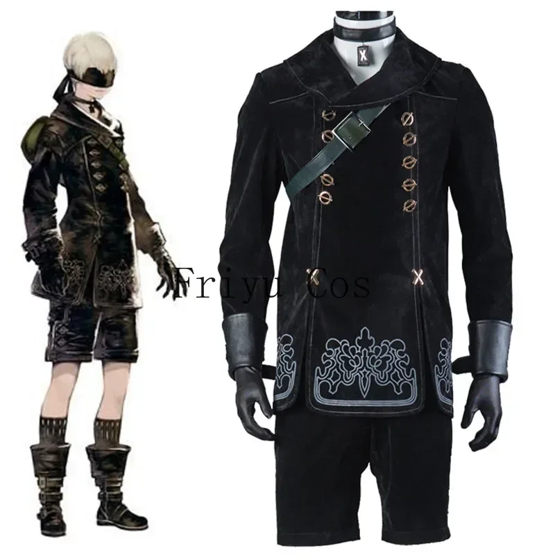 Фото Горячие игры NieR Automata 9S, костюмы для косплея, мужские нарядные наряды для вечеринок, пальто, обувь, парик YoRHa No. Полный комплект типа S для Хэллоуина №1