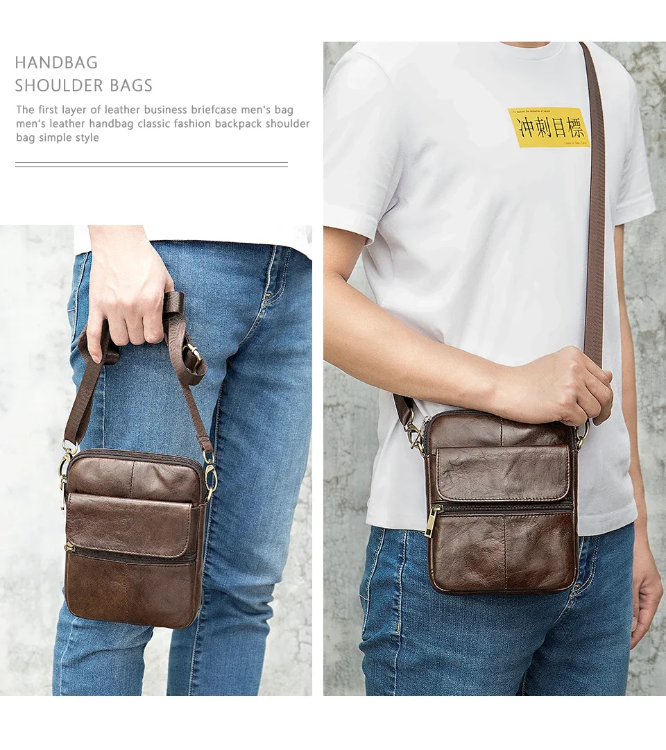 Новинка 2024 модная Наплечная Сумка из натуральной кожи для мужчин маленькие