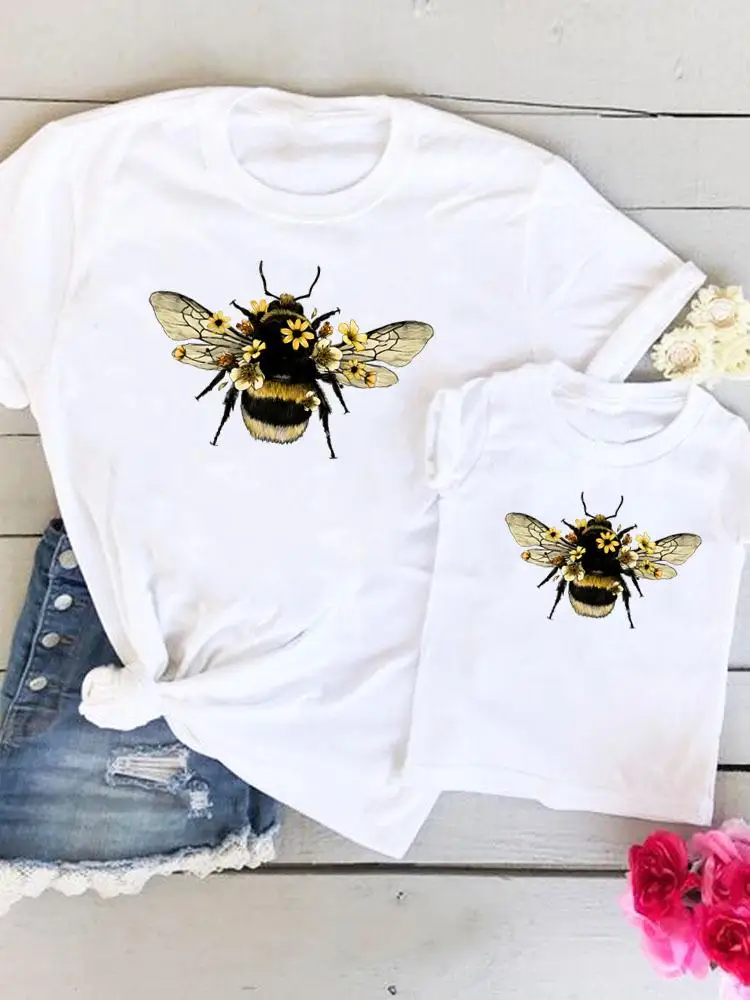 

Family Matching Outfits Bee Flower Floral Trend Women Love Kid Child Summer Mom Mama Mother Tshirt Tee T-shirt Clothes Clothing