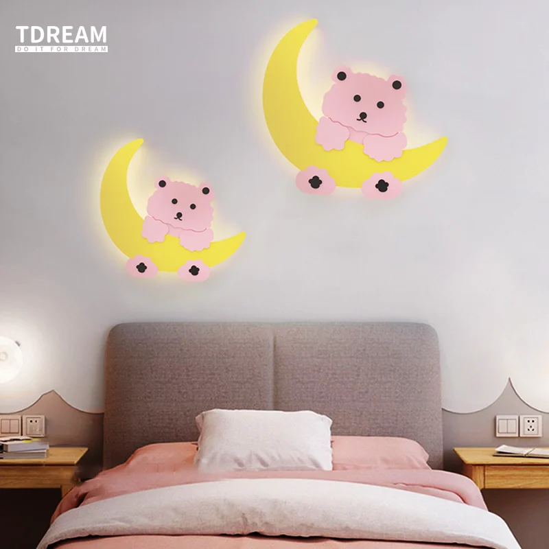 Children's Room Modern Wall Lamp Simple Nordic Creative Small Animal Background Wall Lamp with Three Color Adjustment