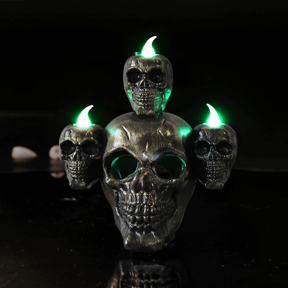 

Desktop Skull Light Haunted House Small Party For Halloween With Tweezer Photography Prop Sandalwood Holder Festival Decor