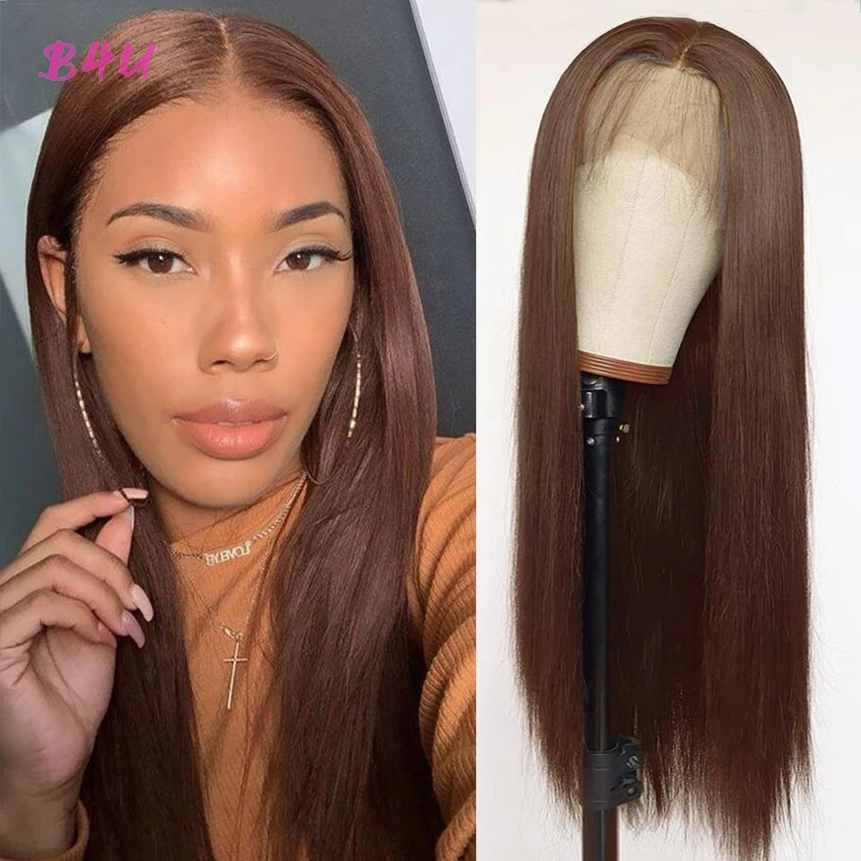 Chocolate Brown Lace Front Human Hair Wigs Straight Colored Human Hair Wig For Women Body Wave Lace Front Wig Curly Closure Wig