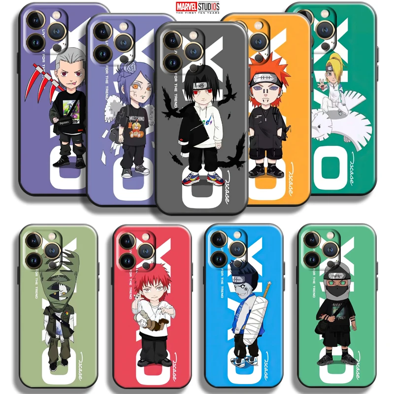 

Fashion Akatsuki Naruto For Apple iPhone 13 12 11 Pro Mini X XR XS Max SE 6 6S 7 8 Plus Phone Case Coque Silicone Cover Black