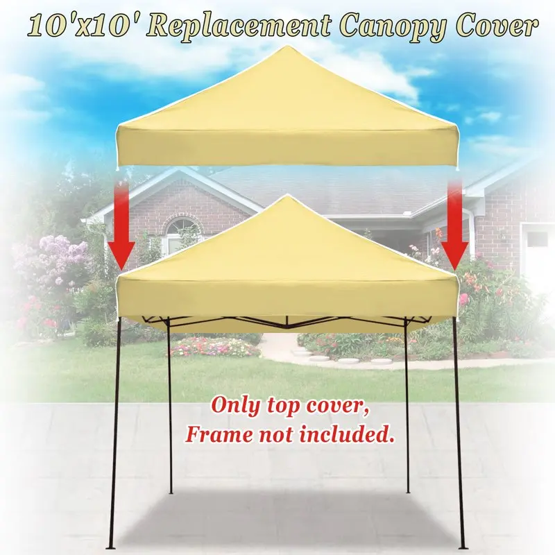 

Ez pop Up Canopy 10'X10' Replacement Top Gazebo EZ Canopy Cover Only Patio Pavilion Sunshade Polyester-Beige