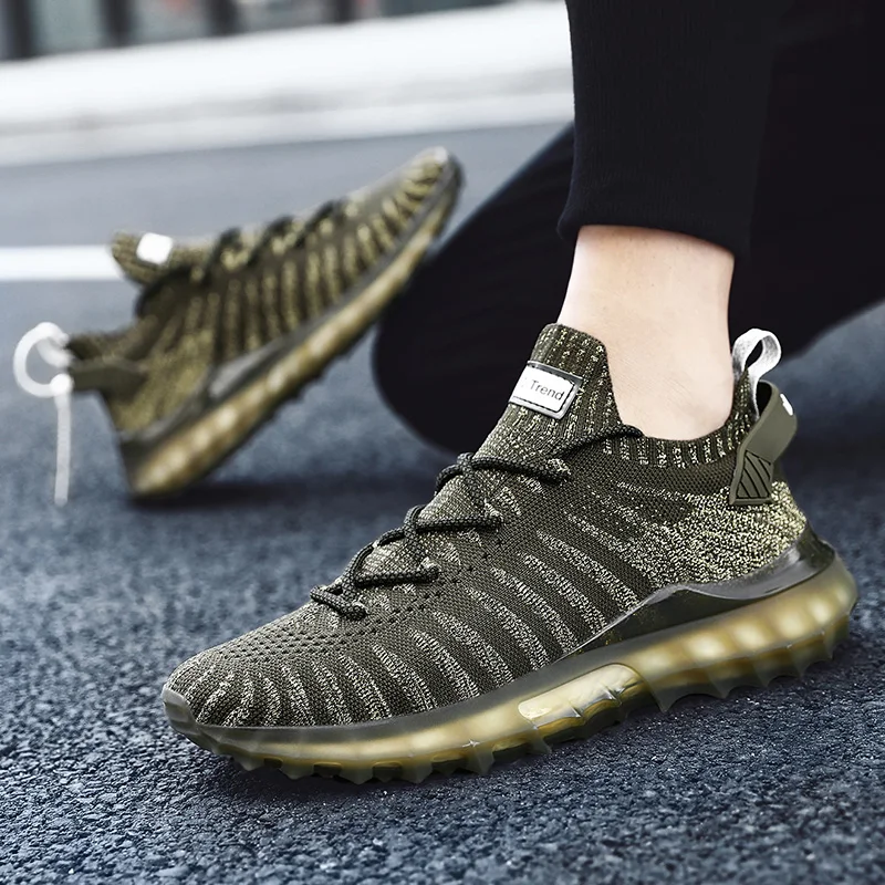 New Fashion Mens Stripe Sneakers High Quality Breathable Men Reflective Running Shoes