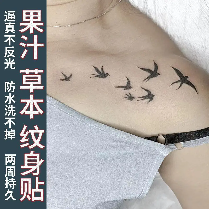 

Bird Fake Tattoos Cute Temporary Waterproof Tattoo for Women Herbal Lasting Swallow Art Tatto Hotwife Tatoo Festival Cheap Goods