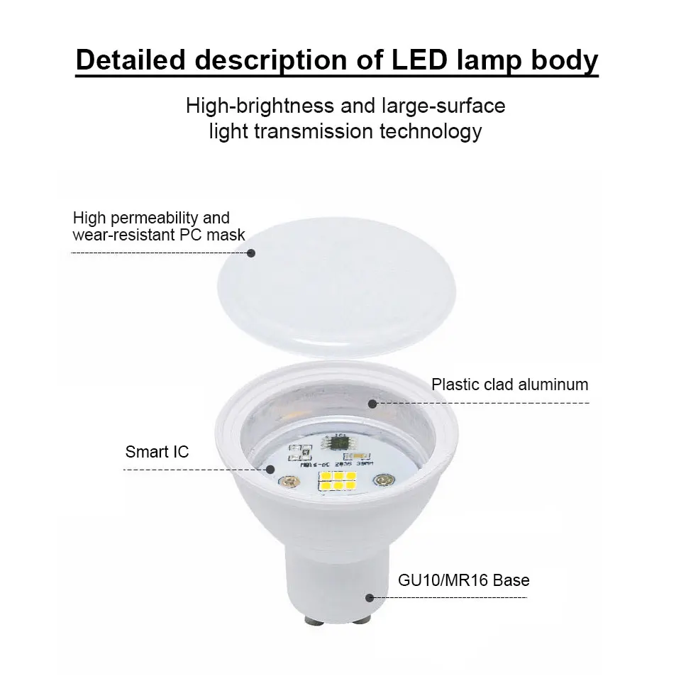 10pcsGU10 MGU10 MR16 Led Bulb Spotlight 220V Natural Light Nature White 4000k Cool 6500k Warm 3000k Dimmable Cob |