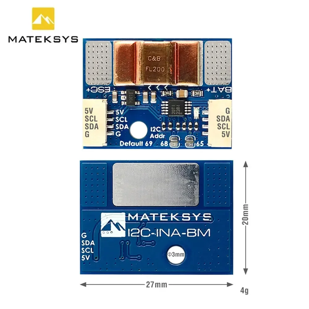 Фото МОНИТОР ПИТАНИЯ MATEK Mateksys I2C-INA-BM ULTRA-PRECISE I2C для RC FPV Drone №2