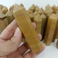 natural wood grain stone column crystal energy healing decoration
