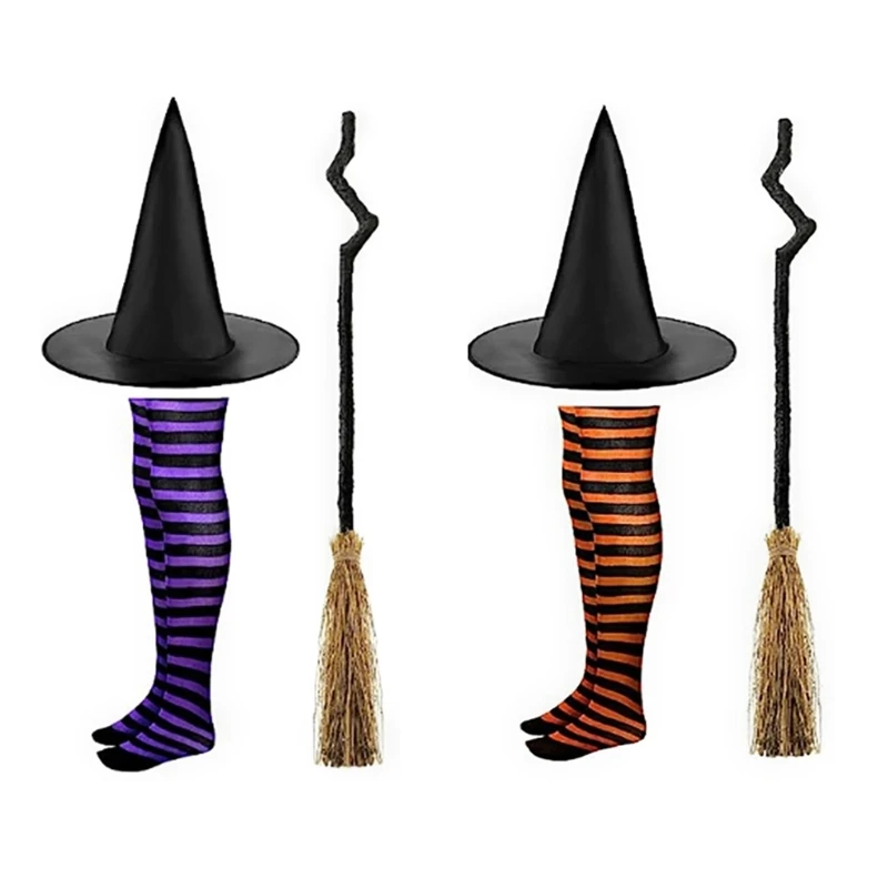 

Halloween Wizard Costume Set Witch Hat Over Knee High Socks Festival Party Prop