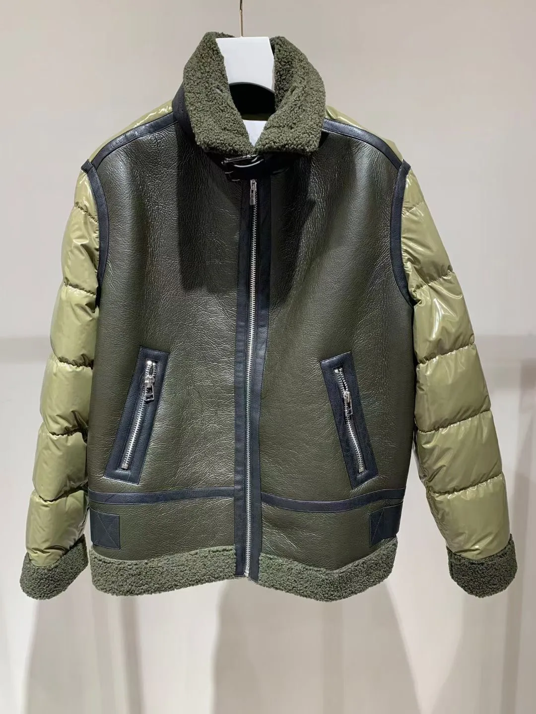 Winter New with The Same Military Green Locomotive Lamb Wool Spliced Down Jacket Jackets for Women Winter Coat Women