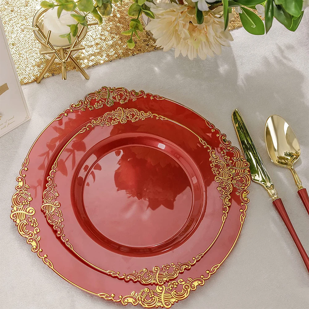 

Одноразовые тарелки Disposable Tableware красные 7,5 и 10,25 дюймов