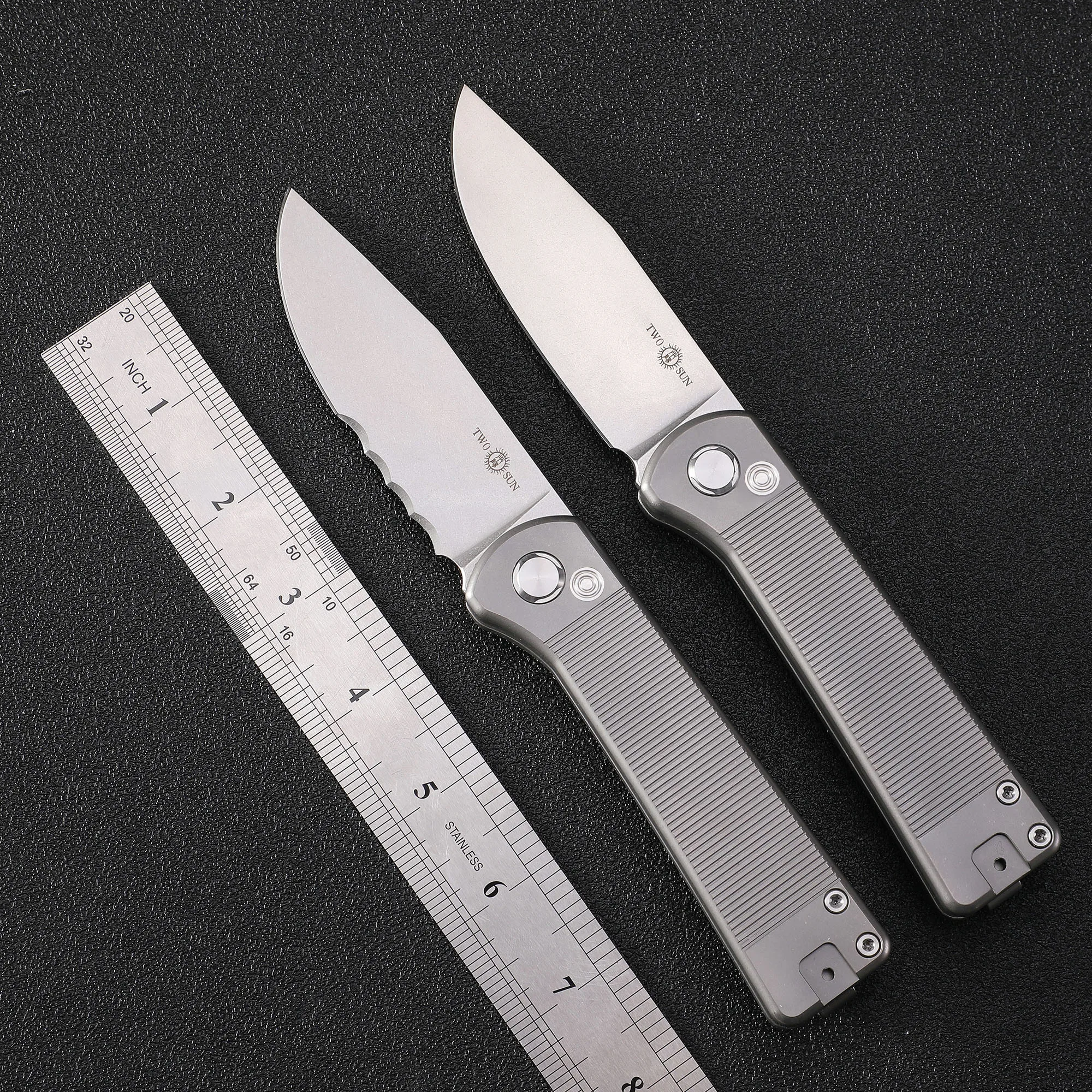 

TWOSUN TS358 D2 steel Ceramic Ball Bearing TC4 Titanium Handle Folding Knife Outdoor Camping Hunting Knives EDC Tools