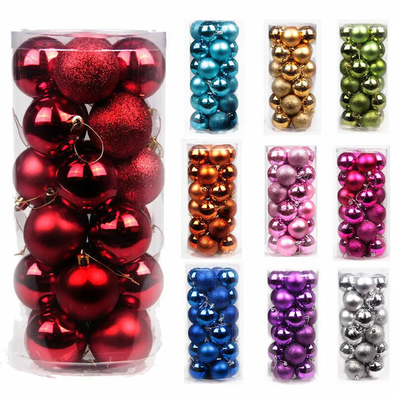 

24pcs Christmas Tree Pendants Decorative Hanging Christmas Electroplated Balls Ornaments 4cm Xmas Tree Decorations Plastic Balls