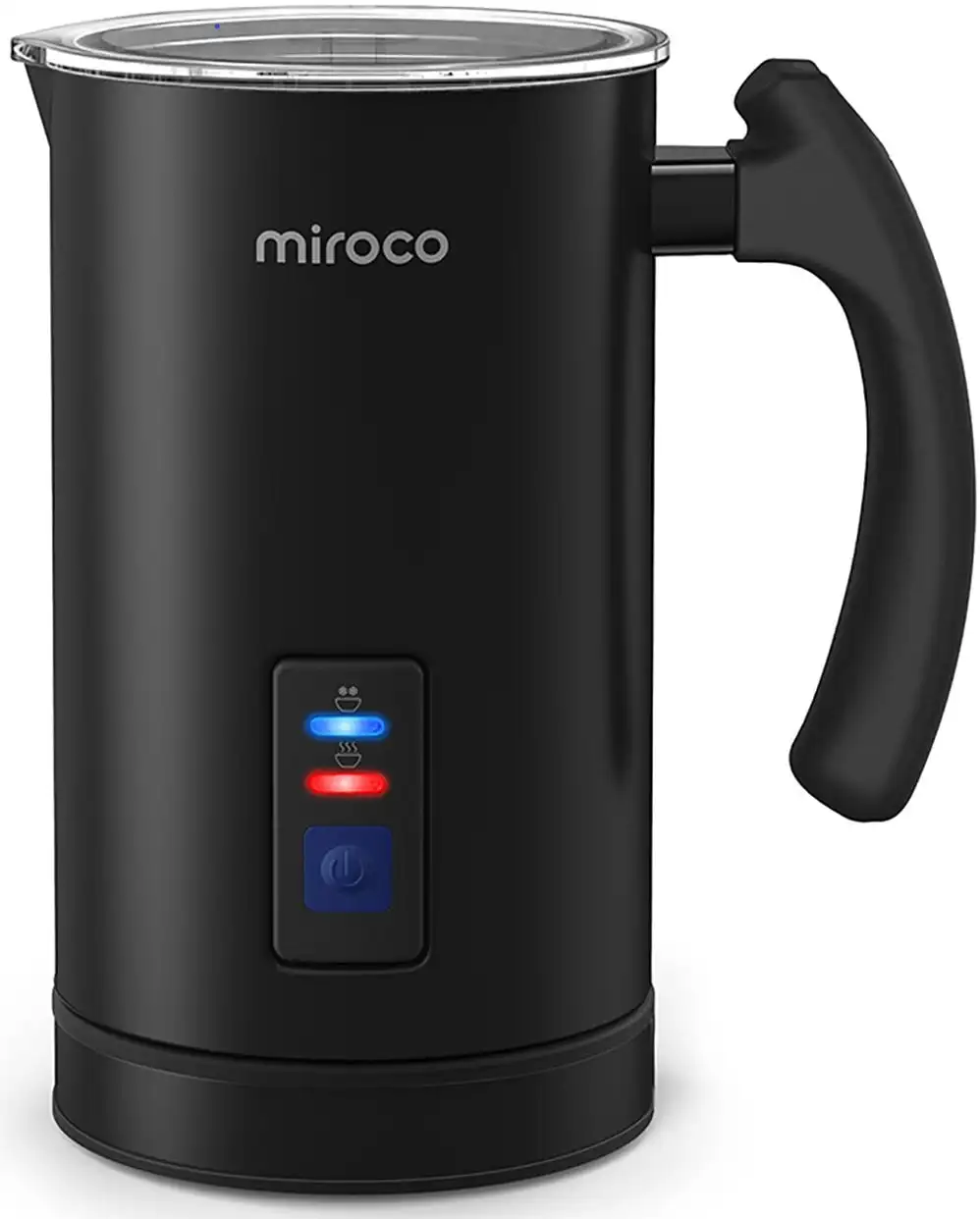 

Stainless Steel Milk Frother with Hot &Cold Milk Functionality, Automatic Milk Steamer Cappuccino Foam Maker, Black