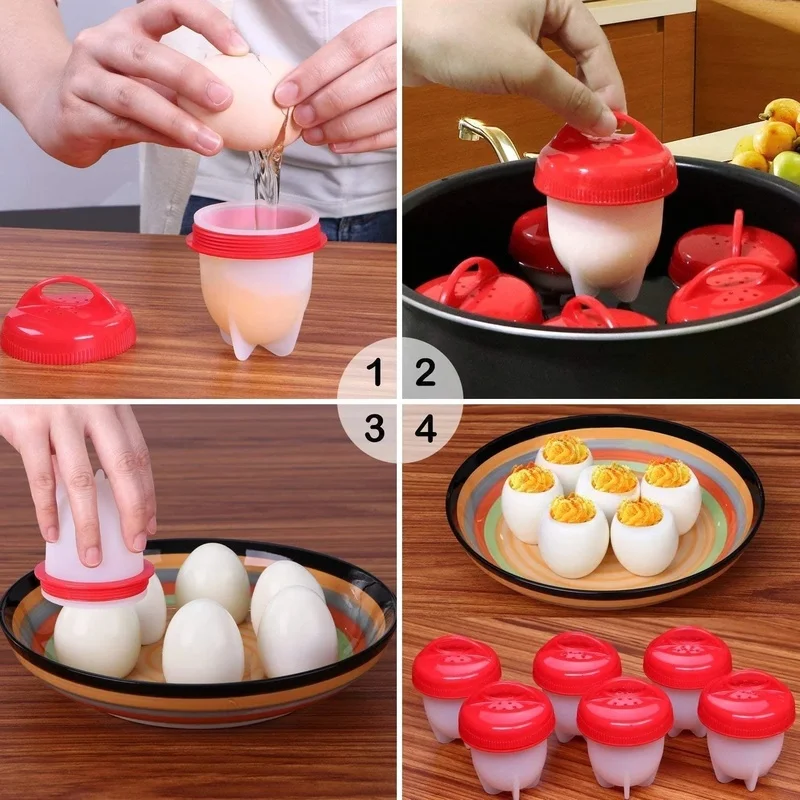 egg cooker egg poachers 6pcsset non stick silicone boiled eggs cup kitchen gadgets baking accessories mold cooking egg cooker free global shipping