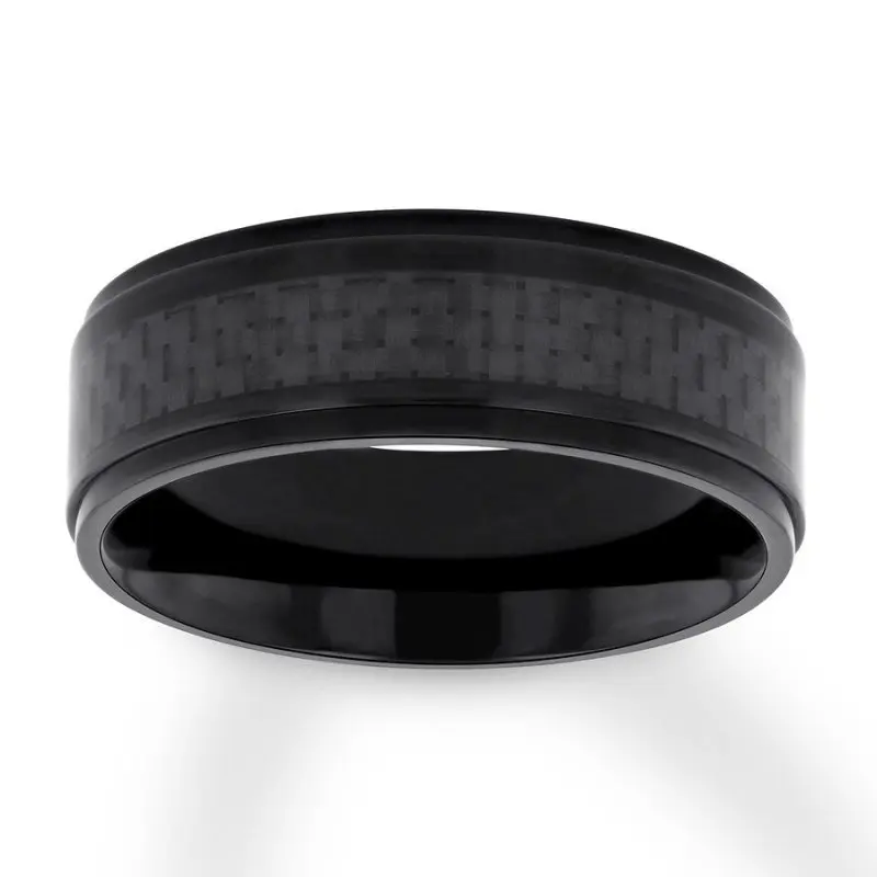 

HESHI Men's Wedding Band Black 8mm Ring