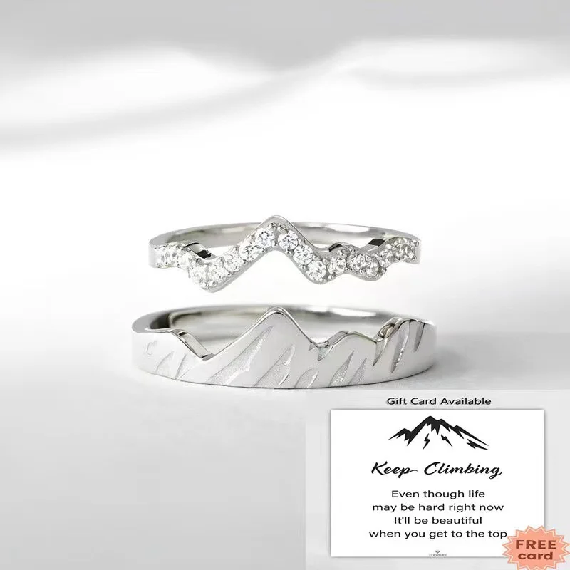 

Creative Zircon Wave Couple Rings for Women Men Geometrical Irregular Mountain Ring Aesthetic Engagement Wedding Jewelry Gifts