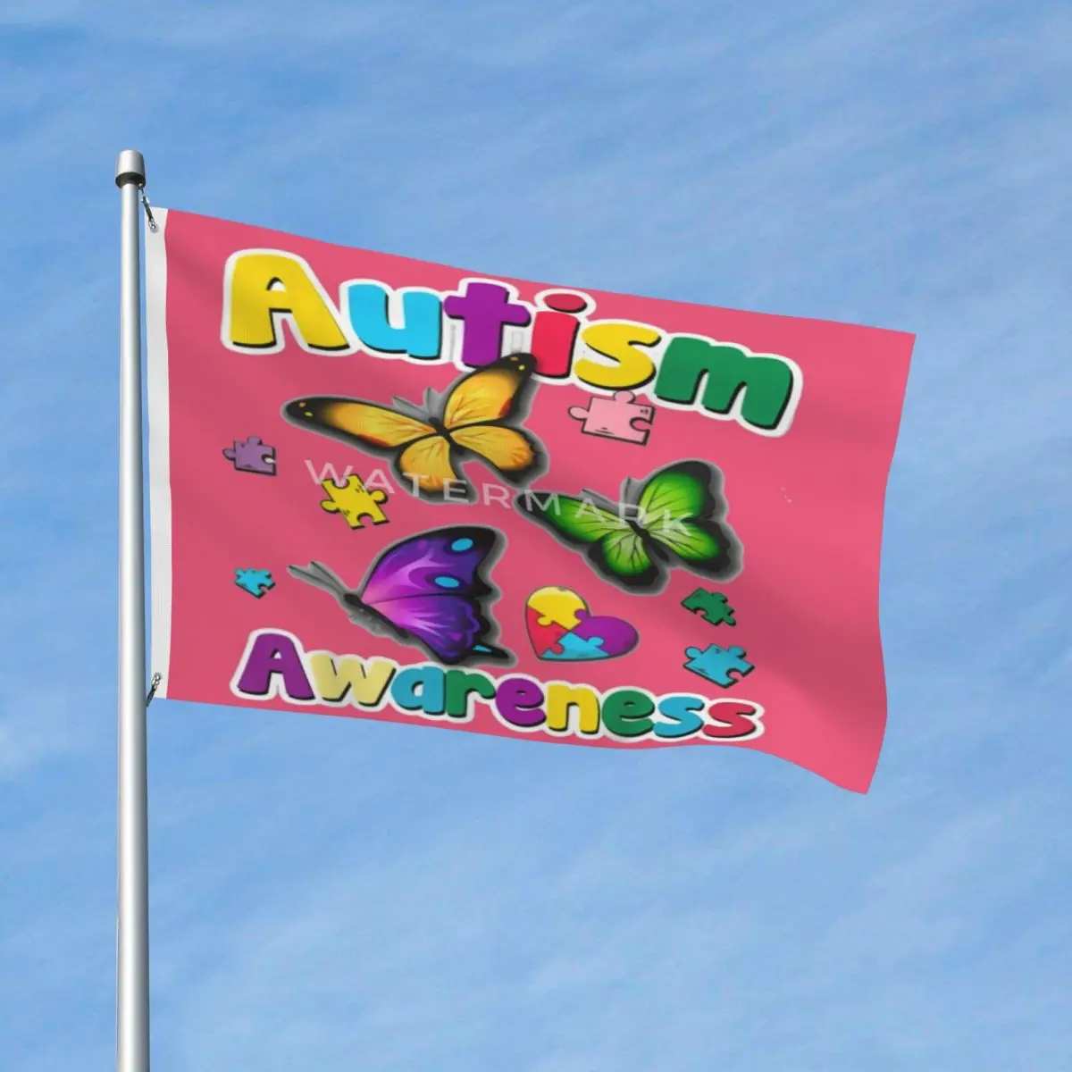 

Осведомленность об аутизме, ткань из полиэстера с металлическими Люверсами, яркие цвета драпировки