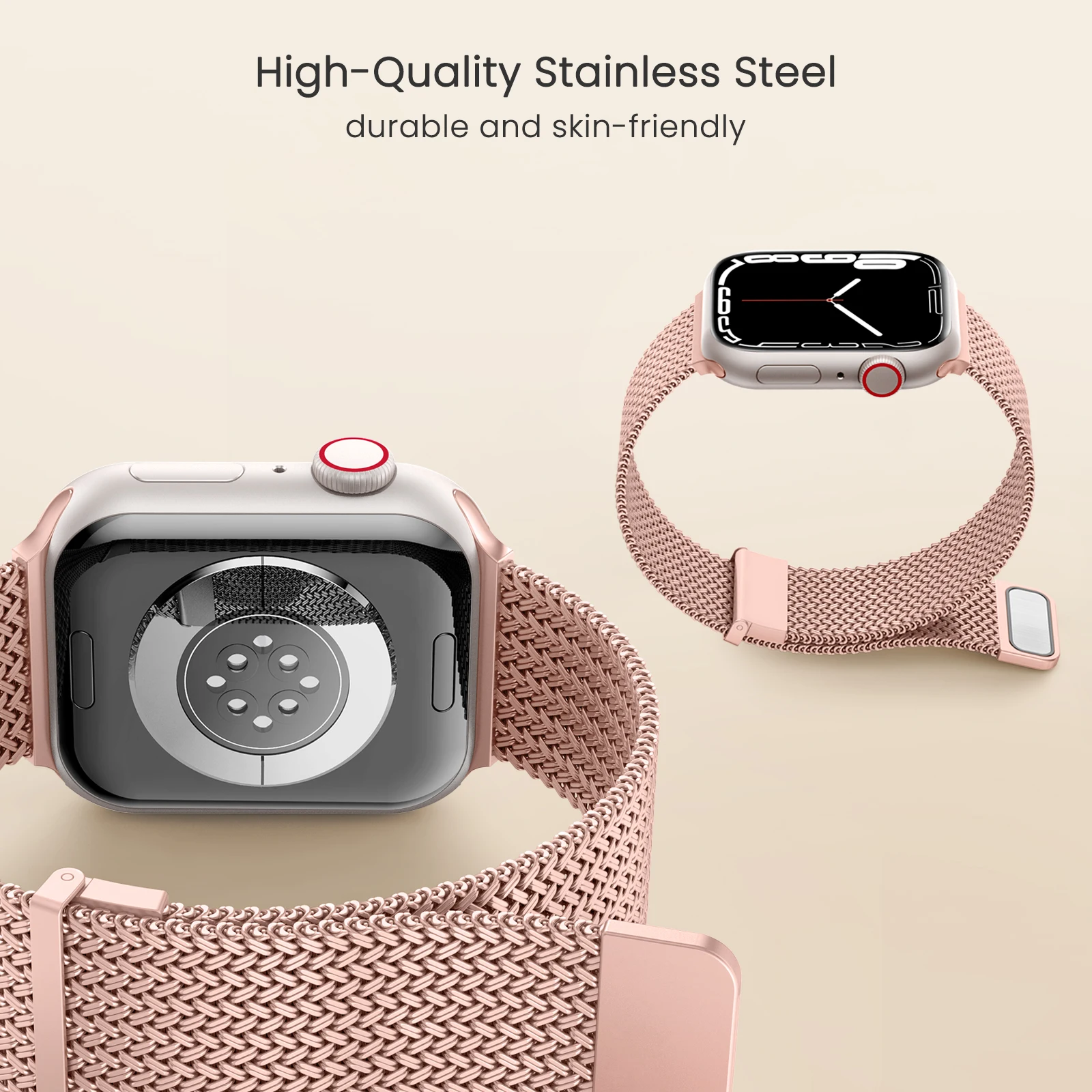 Фото Ремешок стальной в металлической оплетке для Apple watch 7 41 мм 45 мм, магнитный браслет для iWatch 6 5 4 3 2 1 SE 44 мм 40 мм 42 мм 38 мм №4